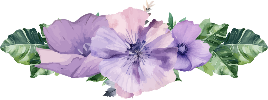 Purple flower arrangement with watercolor